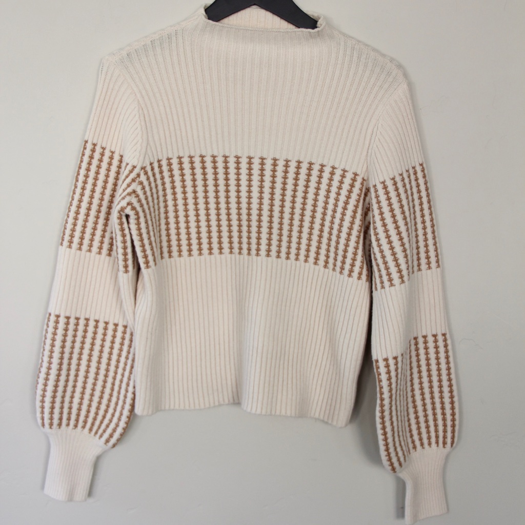 French Connection Ribbed Neutral Knit Sweater Beige & Tan Size S